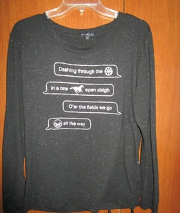 Fifth Sun Navidad Corriendo a Través de la Nieve Top Grande Poli Rayón Spandex Metal - Imagen 1 de 7