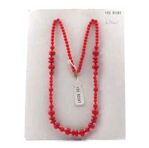Vintage Czech necklace red round rondelle glass beads 25" - Picture 1 of 3
