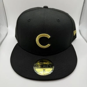 New Era 59FIFTY Chicago Cubs Black/Gold Colorpack Fitted Hat Size 8 - Picture 1 of 5