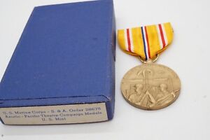 WWII USMC Asiatic-Pacific Campaign Medal With Original Box GREAT SHAPE