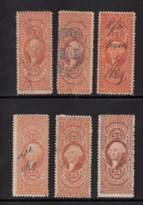 US Revenue stamp collection 6 Stamps R43c-R46c, R50c Catalog Value $62.00 - Picture 1 of 1