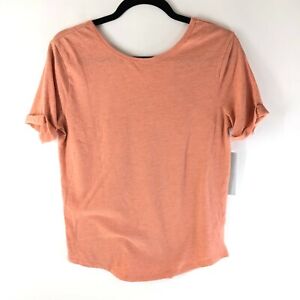 Z by Zella Womens T Shirt Top Low Back Short Sleeve Knit Orange Size XS
