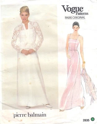 Vogue 2835 uncut pattern Pierre Balmain 1980s size 12 dress & jacket wedding - Image 1 of 2