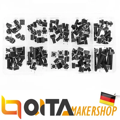 QITA 100 Stück/Set Tactile Button Switch Takt-Druckknopfschalter 6X6X5-24mm 4-pin