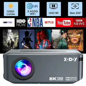12000 Lumen Projector HD 8K 5G WiFi Bluetooth Mini Portable USB LED Home Theater - Picture 1 of 12
