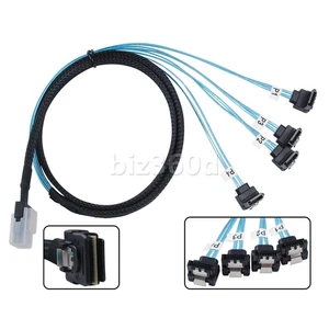 1m 36Pin Mini SAS SFF-8087 to 4 SATA 7Pin Right Angled HD Splitter Cable 12Gpbs - Picture 1 of 13