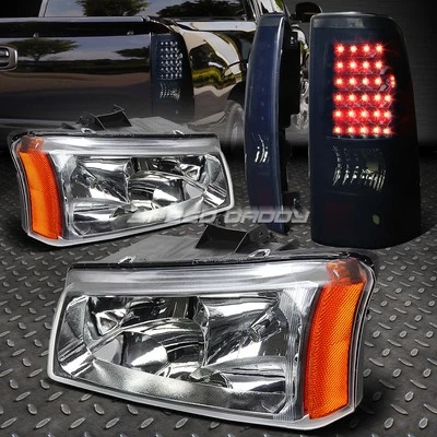 FARO CRISTAL CROMADO + LUZ TRASERA LED AHUMADA NEGRA PARA 03-07 CHEVY SILVERADO Foto 1 de 4