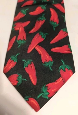Corbata de cuello mexicana rara PIMIENTOS ROJOS PICANTES Jalapeño Poppers ❤️ E. Graziano Foto 1 de 4