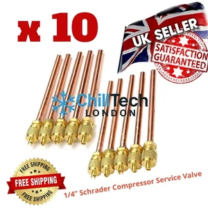 10x Schrader Access Valves 1/4" Copper Tube 10cm 6.3mm R600a R290 R404a R134a - Picture 1 of 1