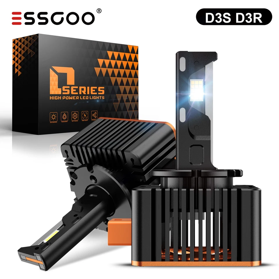 ESSGOO D3S D3R LED Scheinwerfer 30000LM Mit Zulassung Fern Abblendlicht 6500K Halogen
