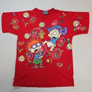 1996 Single Stitched Nickelodeon Rugrats Tommy And Chuckie AOP Tshirt Youth Large - Bild 1 von 6