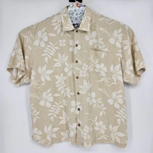 Tommy Bahama Hemd Herren XXL Blumen Seide Hawaii Camp All Over Print hellbraun - Bild 1 von 11