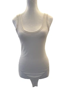 a new day Women's White Ribbed Bodysuit Tank Top, Size S - Picture 1 of 4