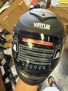 Virtue Motorcycle Helmet Flip-Up Black XL (zipper) - Picture 1 of 9