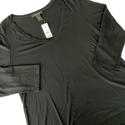 White House Black Market Swing T 恤上衣 XL 超大号 V 领 3/4 袖全新带标签 — 第 1/4 张图片