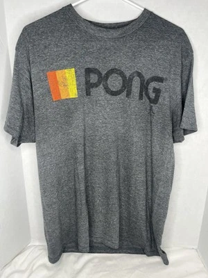 Camiseta masculina estilo vintage manga curta logotipo Atari Pong grande cinza macia - Imagem 1 de 4