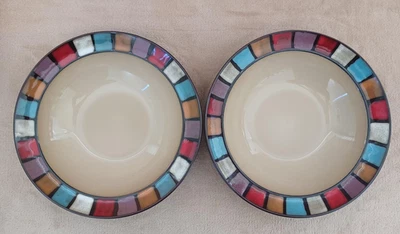 Juego de 2 - Tazones para sopa/ensalada Gibson Elite TABELLA con borde de azulejo de mosaico de gres Foto 1 de 4