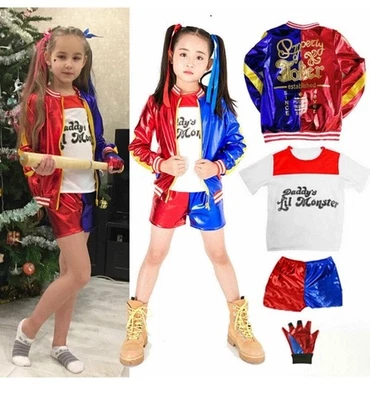 Halloween Escuadrón Suicida Harley Quinn Disfraz para Niños Niñas XXL 150 9-10 Años 4 piezas Foto 1 de 3