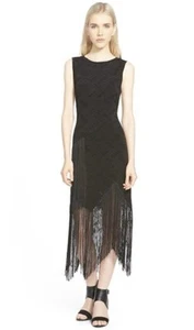 Trouvé Fringe Dress Black Size Large Women’s Sleeveless Asymmetrical Party Dress - Bild 1 von 10