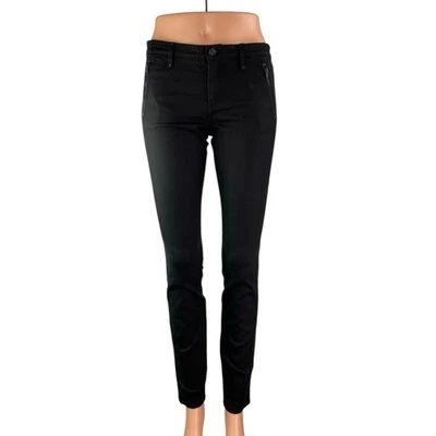 Pantalones ajustados Club Monaco para mujer negros cintura baja bolsillos con cremallera calce ajustado 2 Foto 1 de 4