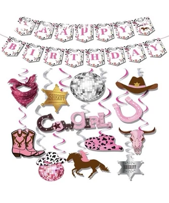 Vaquera Western Fiesta Cumpleaños Decoraciones Disco Rosa Foto 1 de 4