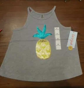 Cat and Jack, Gray 4T Girl's Pineapple Tank Top. New With Tags - Picture 1 of 7