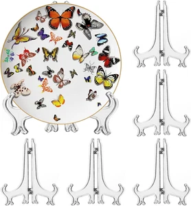 6 Pack 10 Inch Clear Plastic Easels or Stand/Plate Holders to Display Pictures o - Picture 1 of 5