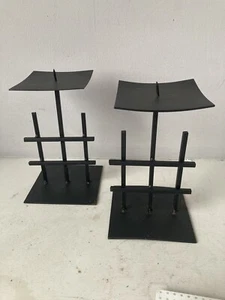 Paar 90er Jahre Stumpenkerzenhalter Metall minimalistisch - Bild 1 von 4