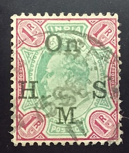 India King Edward VII On HMS overprint 1 Rupee 1905 stamp Lot 134 - Picture 1 of 2