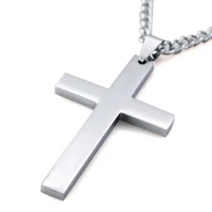 🔥Simple Plain Cross Pendant Chain Necklace Jewelry Men L9G7 Black/G - Bild 1 von 12