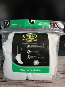 Athletic Works Damen-Söckchen 10 PAAR Schuhgröße 4-10 gepolstert WEISS 10725 - Bild 1 von 3