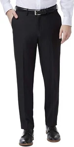 c4 Haggar Men's Black Premium Comfort Dress Pants Flat Front Slim Fit 33 x 30 - Picture 1 of 3