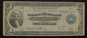 1918 FRBN $1 Philadelphia Fr. 717 Federal Reserve Bank Note Fine - Picture 1 of 2