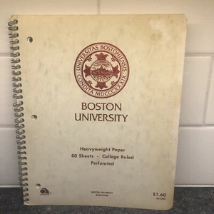 Vintage Boston University Spiral Notebook Heavyweight Paper Authentic Retro 11x8 - Picture 1 of 12