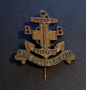 circa 1926 - 2006 Old UK United Kingdom Boys Brigade Bronze Officer's Pin Badge - Foto 1 di 3