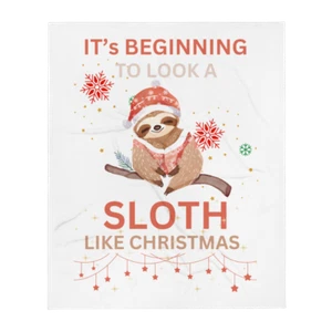 Christmas Sloth Throw Blanket for Couch Sofa Bed, Soft Fuzzy Plush Blanket - Picture 1 of 14