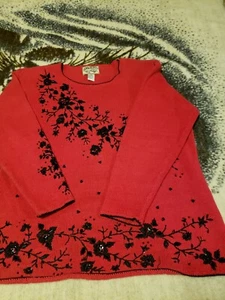 Maglione pullover rosso donna cimelio da collezione Natale L perline impreziosite - Foto 1 di 5