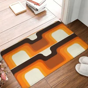 Mid-Century Modern Meets 1970s Orange Doormat Rug Cushion Floor Mat Corridor - Picture 1 of 13