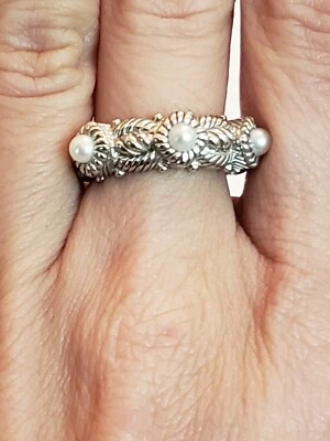 Anillo Judith Ripka Plata 3 Perlas Talla 6 Foto 1 de 4
