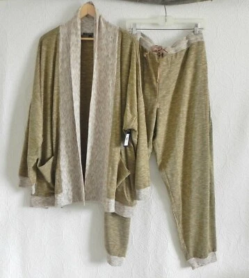 NYC Alliance 2PC Open/Long Sleeve Duster Pull On Pants Camel Combo Size 4X - Image 1 of 4