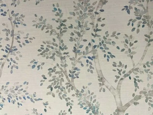 Tapicería cortina natural de fibra de algodón azul cielo/gris tela Somerly - Imagen 1 de 8