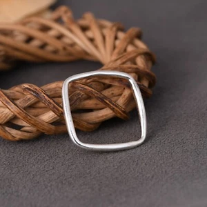 Square Shape Band Ring 925 Sterling Silver Women Wedding Gift Jewelry - Picture 1 of 7