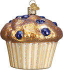 Glass Blown Ornament Blueberry Muffin (32263)