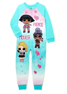 Girls LOL Surprise 1 Piece Pajamas Union Suit Blanket Sleeper 4/5 6/6X 7/8 10/12 - Picture 1 of 1