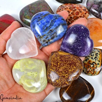 1.35 Kg Natural Polished Puffy Heart Multi Color Healing Crystal Multi Gemstones - Image 1 of 4
