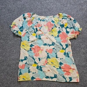 Joie Top Damen Größe M Grün Rosa Seide Blumen Kurzarm Freizeit Karriere - Bild 1 von 9