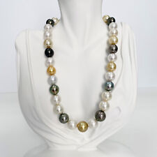 Mix South Sea and Tahitian Round Pearls Necklace Loose Strand Multicolor 12-14mm