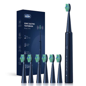SEJOY Sonic Electric Toothbrush Sound Toothbrush With 8 Replacement Brushes 5 Modes