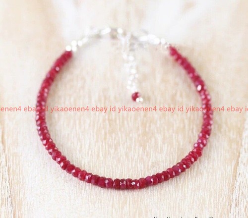 VALENTINO Braccialetti Rondelle Perline Rotondelle Sfaccettati 2x4 mm Giada Rossa Sfaccettati 7 5"" AA