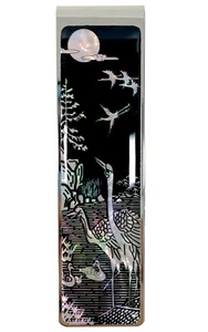 Korea Mother of Pearl Money Clip Slim Cash Card Holder Stainless Steel Wallet - Picture 1 of 49